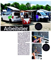 CamperVANS Zeitschrift Artikel ABANICO Markise Schwenkhalter Höherlegungskit